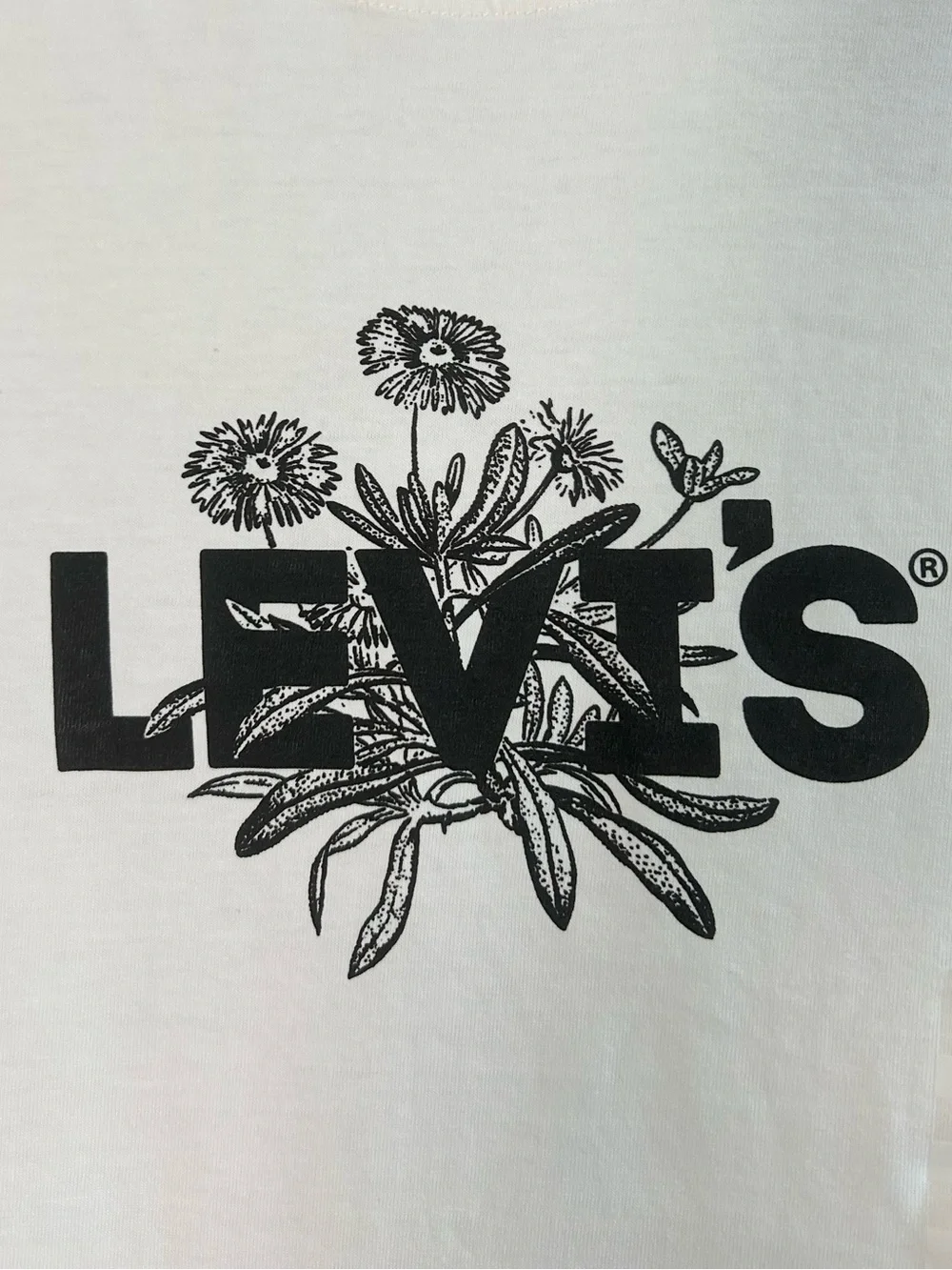 Levi's White Short-Sleeve Tee with Black Floral Logo